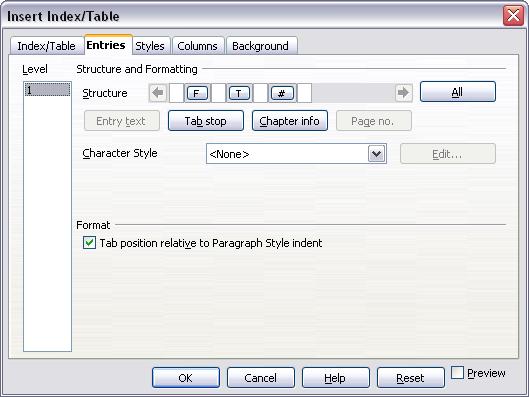 Figure 16: Entries tab for Illustration Index 5) Click OK. The result is shown below.