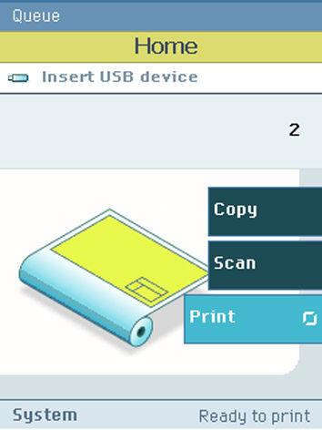 Print from a USB mass storage device or flash drive Print from a USB mass storage device or flash drive 1. Insert USB mass storage device or flash drive into the USB port on the user panel. 2.