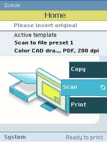 Do an extended scan job Do an extended scan job 1. Feed the original face up and centered on the original feeding table. You do not need to center the original precisely.
