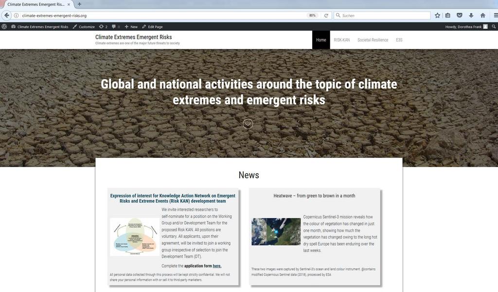 This webpage collects different activities under the topic of climate extremes and emergent risks: Risk KAN (Future Earth,