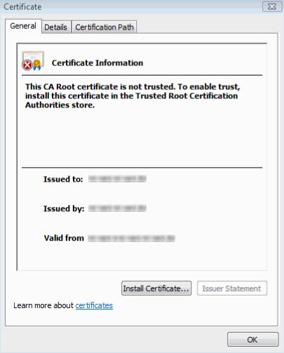 15 Configuring the network settings [Network] 4. Click Install Certificate.... If [Install Certificate.