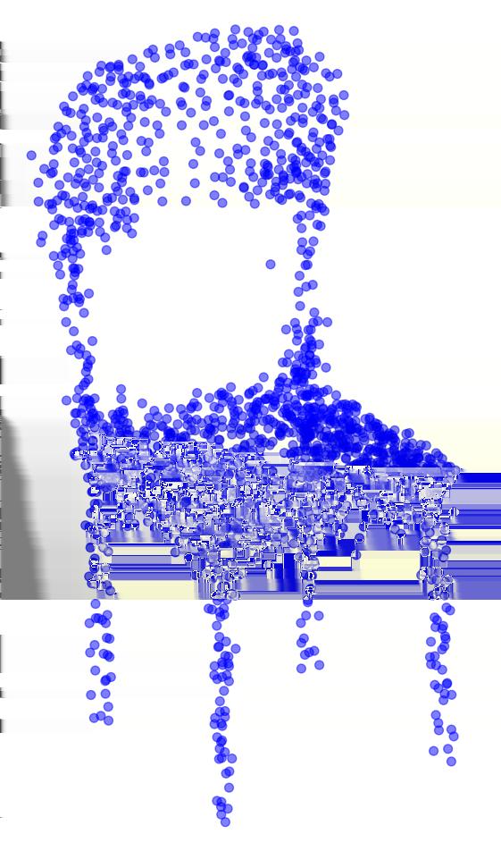 The sampled and FPS points are enlarged for visualization purpose. Bottom row: reconstructed point cloud from the input and from the corresponding sample.