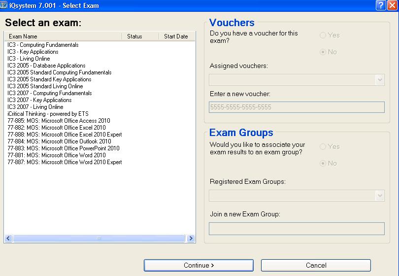 Running Office Exams v3.1 (Mar 2012) PAGE 15 Important: Figure 12: Running a Configuration Exam d.