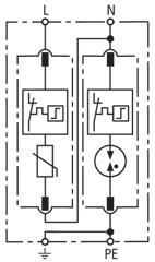 systems ("1+1" circuit). Type DG M TT 2P 275 Part No. 952 110 SPD according to EN 61643-11 / IEC 61643-11 type 2 / class II Nominal a.c. voltage (U N ) 230 V (50 / 60 Hz) Max. continuous operating a.