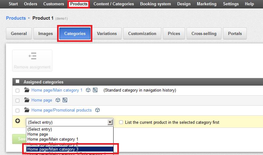 Assigning a Product to a Category Finally, you must place the product into a category - in this case, the newly created Products category.