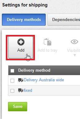 Delivery methods select Add.