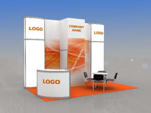 Columns are light-boxes with milk plexi-glass surfaces, where you may place your logos or digitally printed graphics on the translucent self-adhesive film.