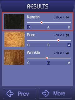 8 3.4 Results Wrinkle Analyzed image The analyzed results of each parameter are displayed on two pages.
