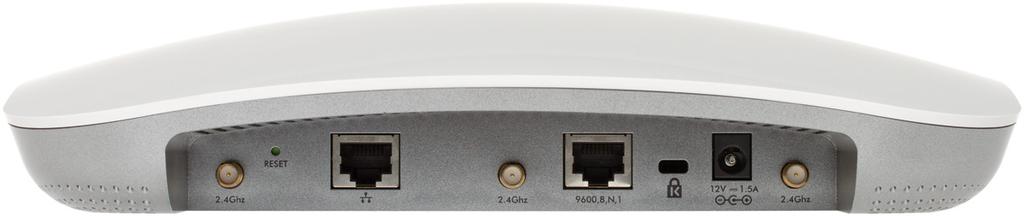 Rear Panel Figure 2. 1 2 3 4 5 6 7 8 The rear panel components of the wireless access point, from left to right, are described in the following list: 1. First reverse SMA connector for an optional 2.