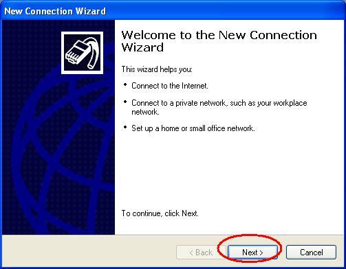 start creating a new Dial-Up
