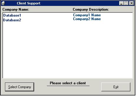 All companies currently configured in the hosted environment will appear.