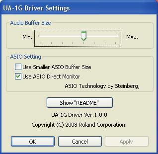 Appendices Driver settings The UA-1G s dedicated driver allows you to view or change the settings.