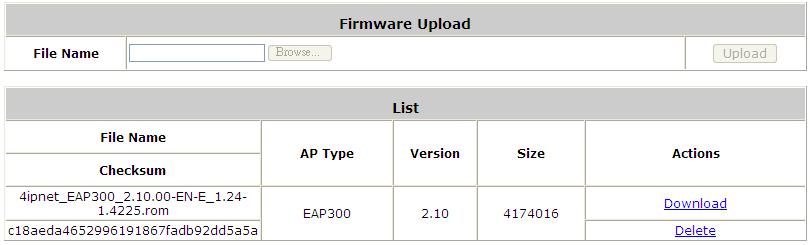 9.9. Firmware management and upgrade Configure Firmware management; go to: Access Points >> Enter Local Area AP Management >> Firmware.