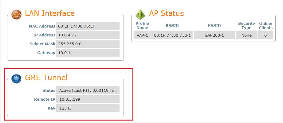 AP s tunnel settings can be checked at System >> Management page.
