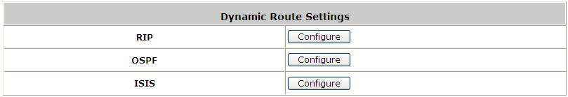 11.7. Dynamic Route Configure Dynamic Route; go to: Network >> Dynamic Route. The function supports three dynamic routing protocols: RIP, OSPF and IS-IS.