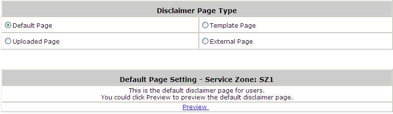 Go to: System >> Service Zone >> Service Zone Configuration >> Disclaimer Page.