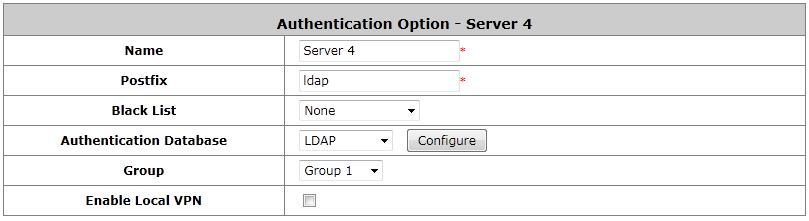 Name: Configurable text string designated as the mnemonic name of this authentication option.
