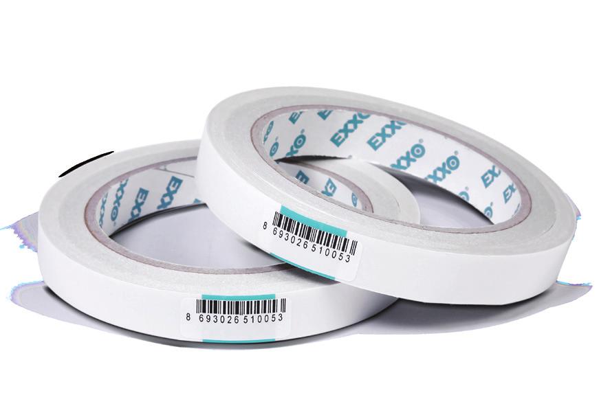 EXXO DOUBLE SIDED TAPE 50 mm x 25 m 36 pcs RUBBER BANDS REF.