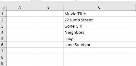 ii. Don t leave any gap between the data inside the destination sheet, and you should start from row 2 in the first sheet of the second workbooks (Restricted Movies.xlsx).