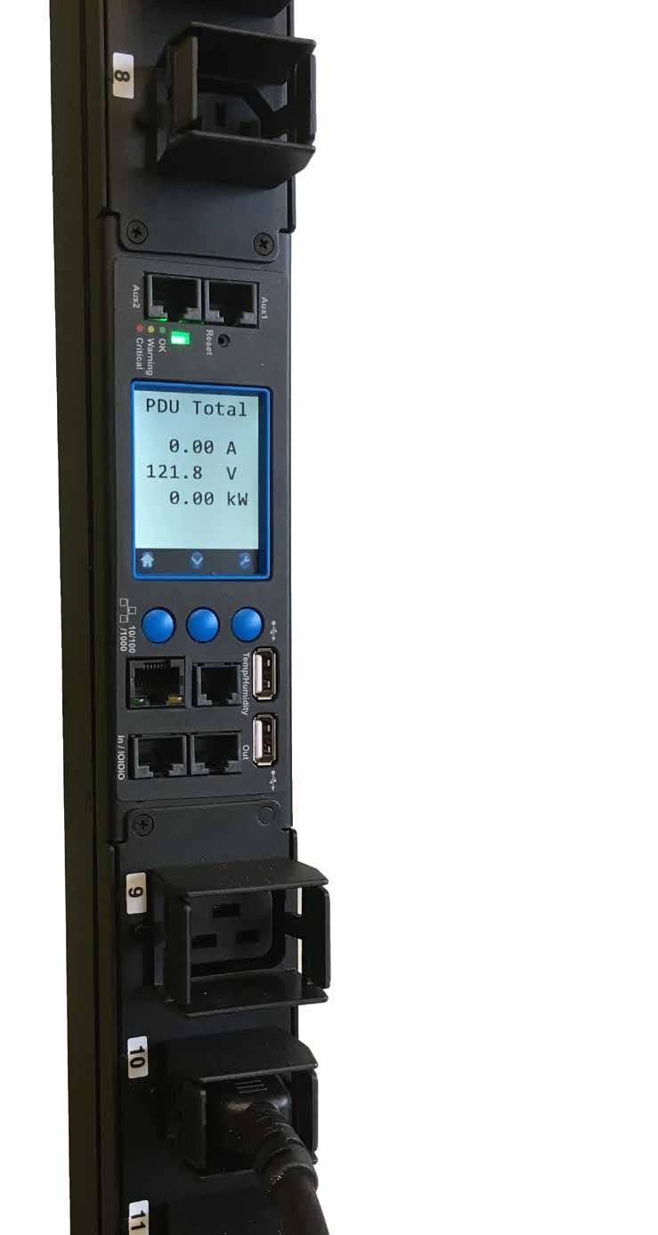Local Features and Display A centrally located LCD screen displays critical data such as voltage, current, power,, line input, and alarm notifications.