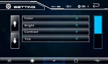 :select on/off DVD SETUP MENU Color : select decrease/increase Brightness :