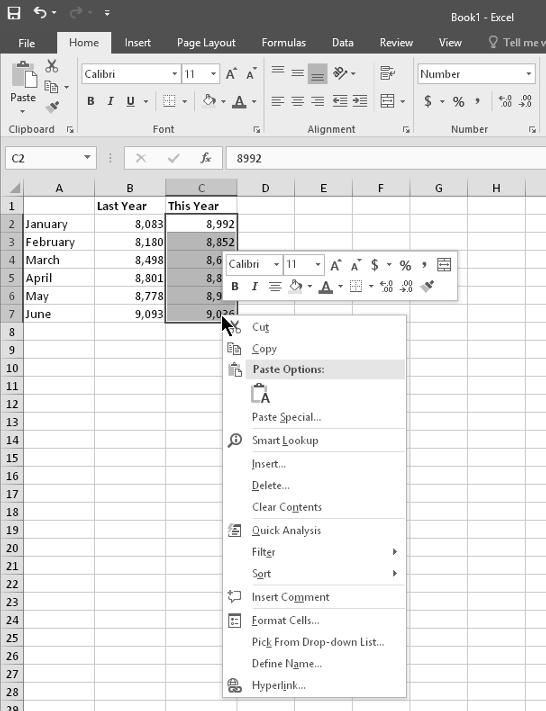 Part I: Getting Started with Excel Using Shortcut Menus In addition to the Ribbon, Excel features many shortcut menus, which you access by rightclicking just about anything within Excel.