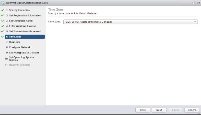 Master Image Creation for Tested Horizon Deployment Types 7. Select the Timezone. 8.
