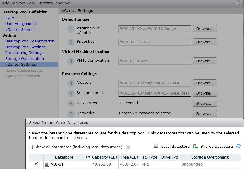Select the vcenter Settings and browse for
