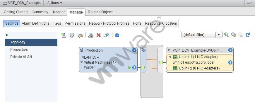 -- Exhibit -- The WinXP virtual machine user reports intermittent connectivity to the corporate network. The exhibit shows the current configuration.