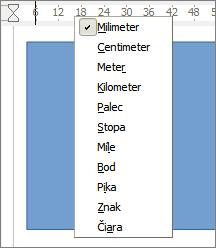 Stavový riadok Obrázok 3: Jednotky pravítka Stavový riadok sa nachádza v dolnej časti obrazovky vo všetkých súčastiach balíka LibreOffice, pričom v programe Draw obsahuje niekoľko špecifických polí.
