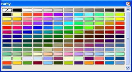 Obrázok 10: Dialógové okno Farby Voľba a definovanie farieb Ak chceme zobraziť dialógové okno Farby (obrázok 10), zvolíme Zobraziť > Panely nástrojov > Panel farieb, čím zobrazíme aktuálnu paletu