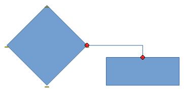 Obrázok 20 zobrazuje ukážku dvoch objektov a spojnice. Program Draw ponúka veľa rôznych spojníc.