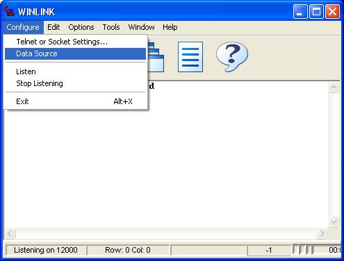 6.2. Administer Data Source The winlink screen is