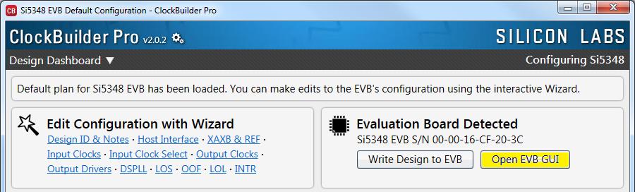 Figure 6.6. Write Design to EVB Dialog Select Yes to write the default plan to the Si5348 device mounted on your EVB.