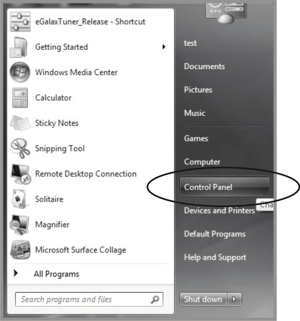 PT1745P Optional Calibration Tool Install: Calibrating the touch screen in Windows 7/8: 1.