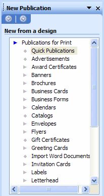 It replaces the Microsoft Publisher Catalog that was a part of the initial Publisher 2000 screen. Once you get used to the Task Pane, and its flexibility, we think you ll like it.