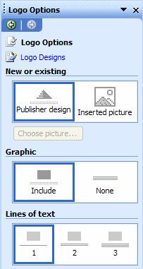 Below that you see: Logo Options (in blue), Logo Designs, and Apply a design.