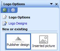 Click-on Inserted picture. The Logo Options Task Pane will now look like the one at the right.