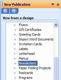 Now, proceed down the New from a design list and click-on any of the publications in which you are interested Postcards, Business Cards, Calendars, Award Certificates, Paper Airplanes whatever you