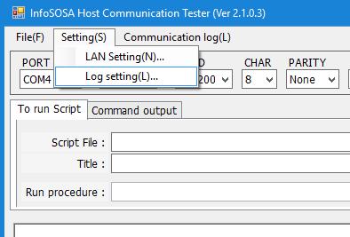 2.2.2 Communication Log Setting You can set the type of log to be displayed in the communication log area.