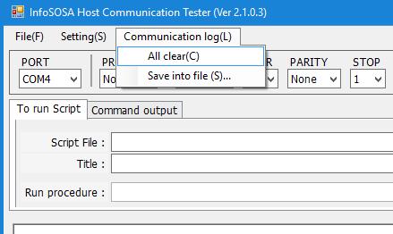 2.2.3 Clear Communication Log Clear the logs that are displayed. Select [Communication log] - [All Clear] from the menu bar.