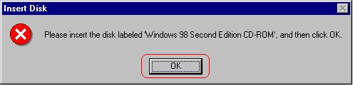 [For Windows 98SE] Step 9: For Widows 98SE, during the installation process, the