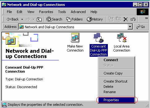Step 3: The General tab of the Conexant Dial-Up PPP Connection Properties window allows you to specify a different VPI and VCI, if