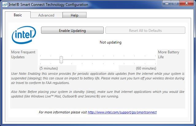 After installing the application, the Windows device manager in some systems will report a device listed as "Intel (R) Smart Connect Technology Device".