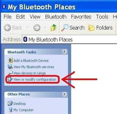 2.4.12 The Initial Bluetooth Configuration Wizard window will appear again, click Skip. 2.4.13 Click Finish on the final Initial Bluetooth Configuration Wizard screen. 2.4.14 The My Bluetooth Places window will appear.