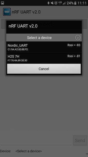 BLE ModeTesting 1. Download and install "nrf UART 2.