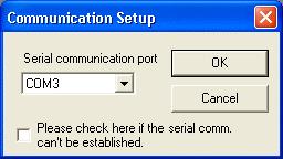 the communication port. 1. Click [Option] from the [Communication] menu. 2.