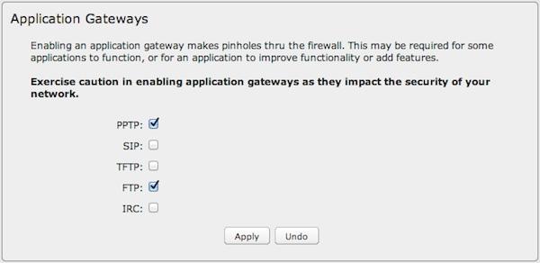 Enabling an application gateway makes pinholes through the firewall. This may be required for some applications to function, or for an application to improve functionality or add features.