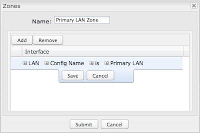LAN and GRE Interfaces Attach LAN and GRE interfaces to a zone by selecting the Config Name for those interfaces.