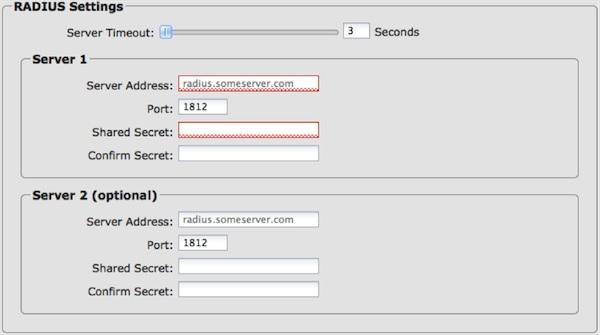 using Local Users mode to prevent users from being locked out. Authentication Service Choose from: ASCII / Login PAP CHAP Server Address This can be either an IP address in the form of "1.2.3.